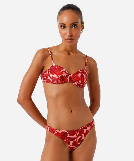 calcinha biquíni fio duplo estampa floral rosa P