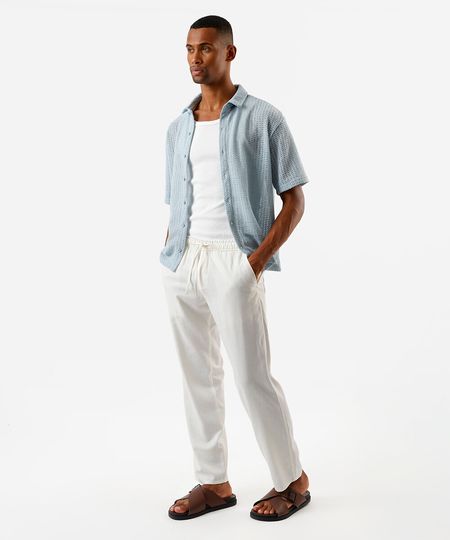 calça jogger masculina com linho off white G calça jogger masculina com linho off white G