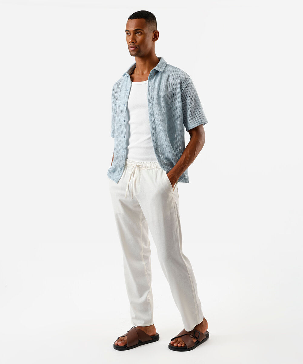 calça jogger masculina com linho off white