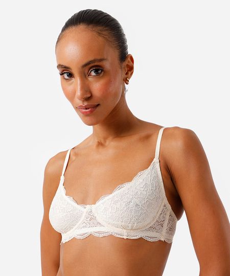 sutiã meia taça básico renda bege 42