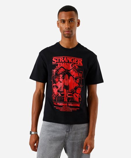camiseta masculina relaxed fit stranger things preto M camiseta masculina relaxed fit stranger things preto M