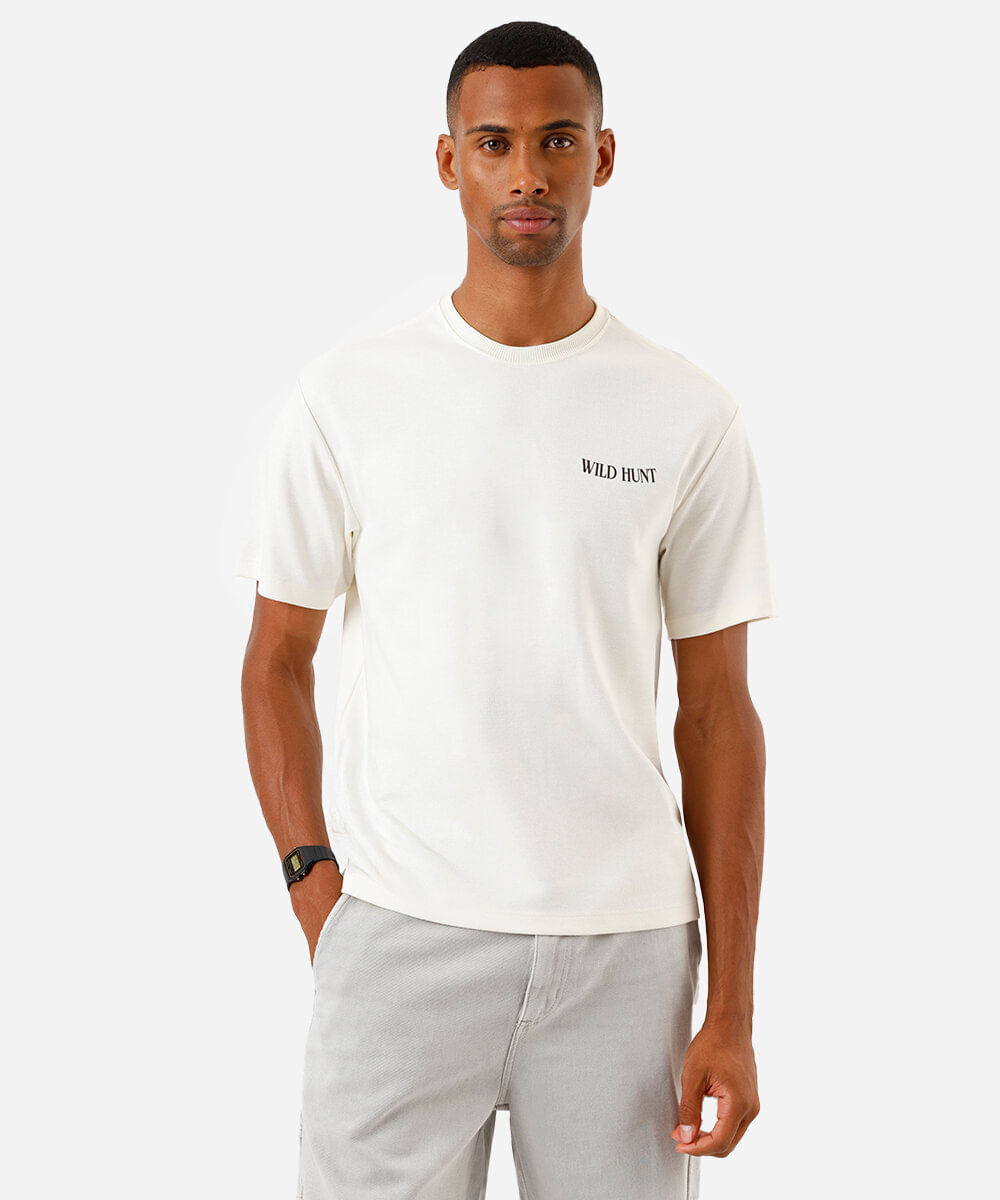 camiseta masculina relaxed fit tiger power off white