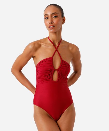 maiô feminino franzido vinho M maiô feminino franzido vinho M