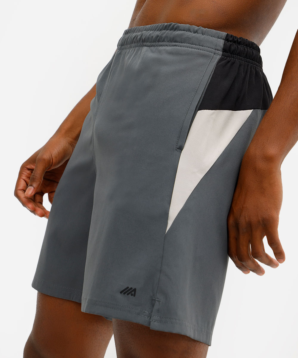 short masculino esportivo ace com recortes cinza
