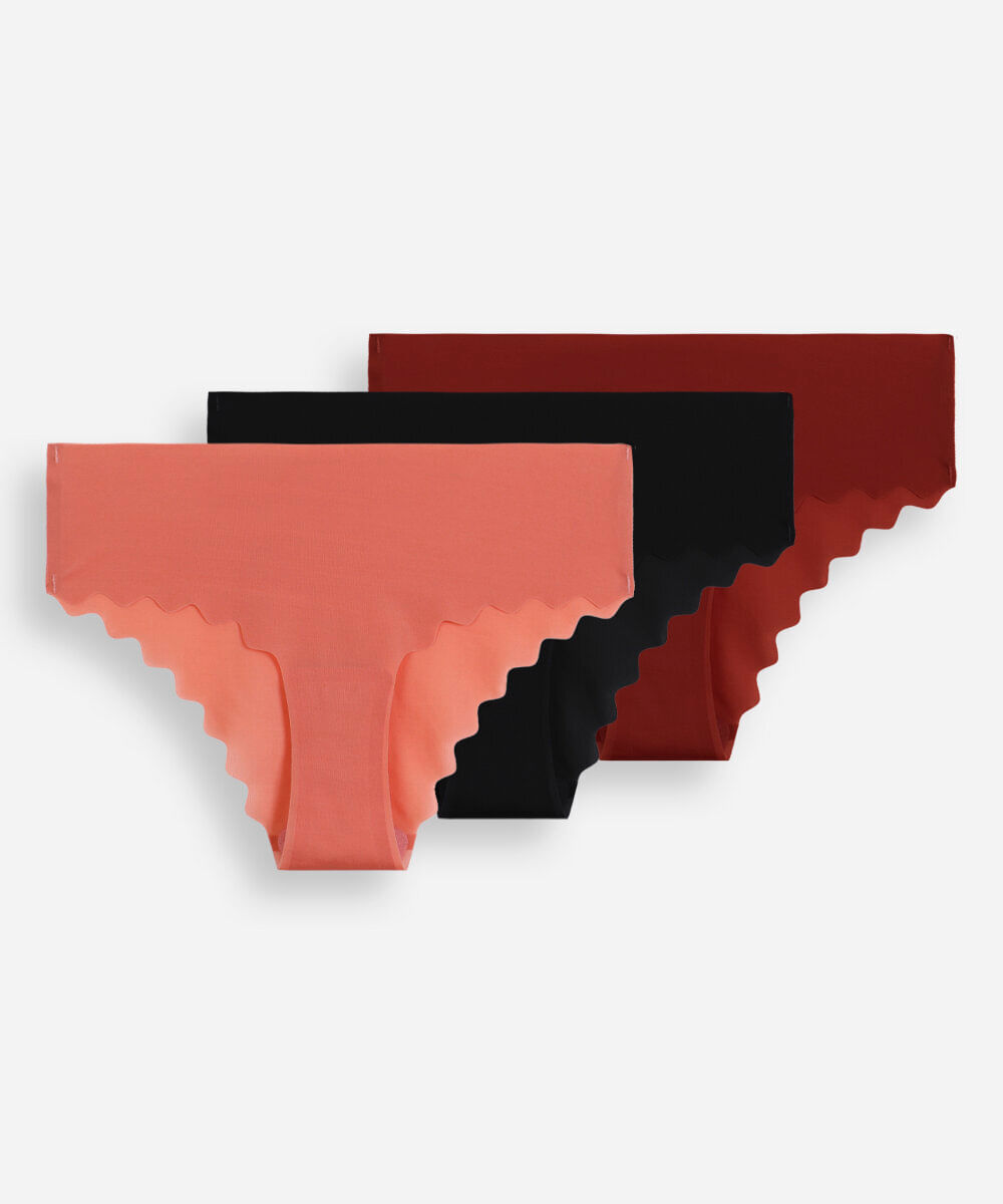 Vista 2 kit de 3 calcinhas laterais largas corte à fio colorido C&A SORTIDO (KIT) C&A SORTIDO (KIT)