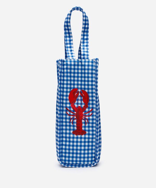 bolsa sacola de vinho vichy lagosta azul UNICO