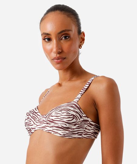 biquíni top balconet feminino animal print marrom P
