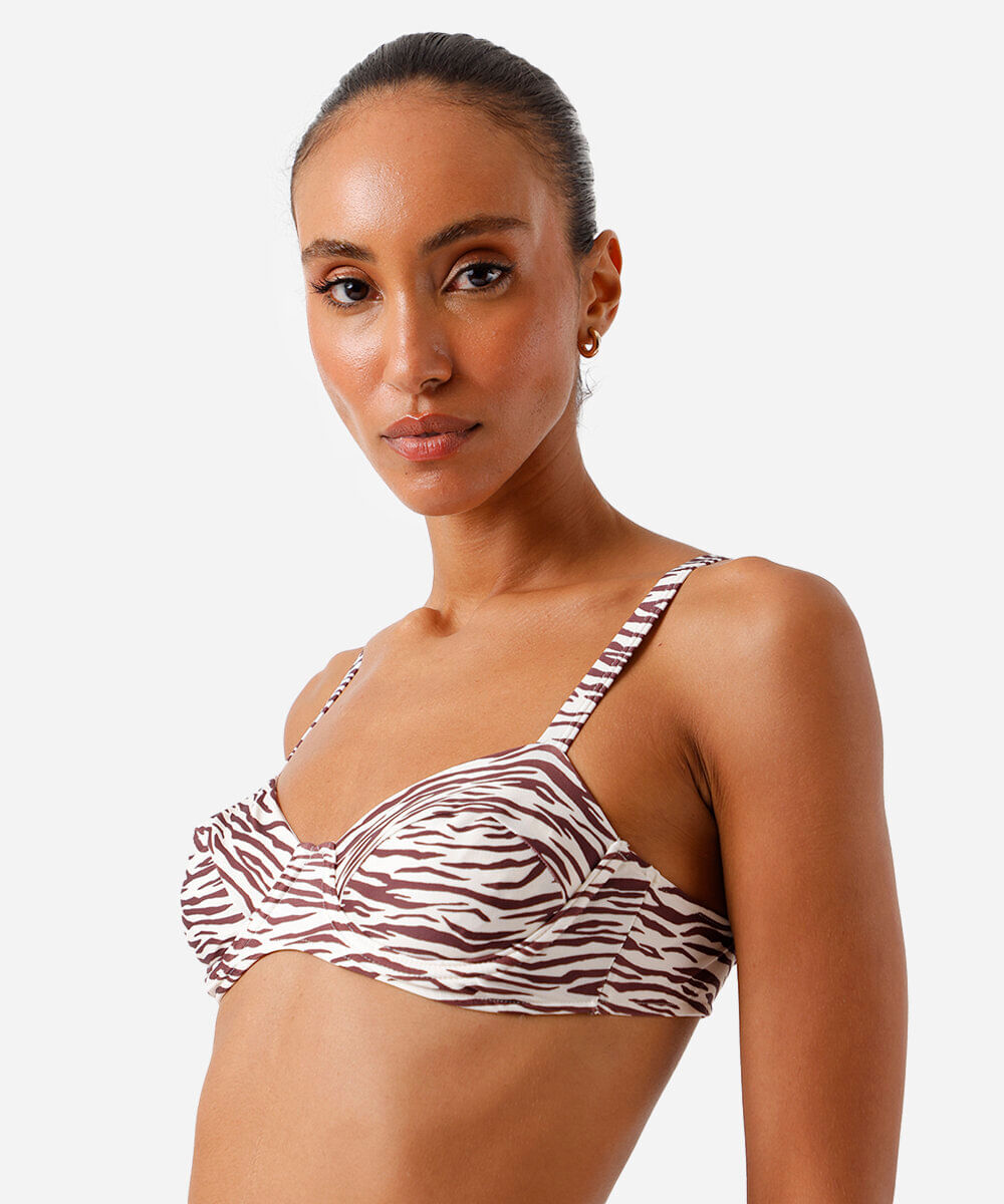 biquíni top balconet feminino animal print marrom