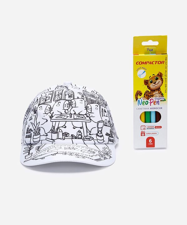 boné infantil capivara colorir branco UNICO