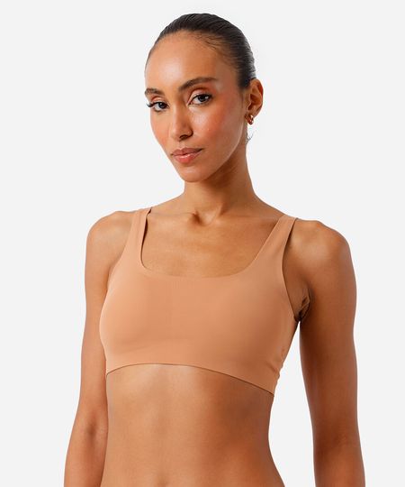sutiã top feminino com bojo de poliamida bege G