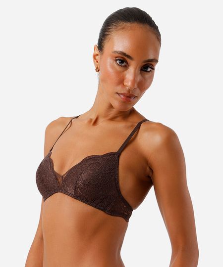 sutiã triângulo com bojo renda marrom 42