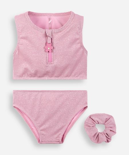 biquíni infantil com lurex e elástico para cabelo rosa 4 biquíni infantil com lurex e elástico para cabelo rosa 4