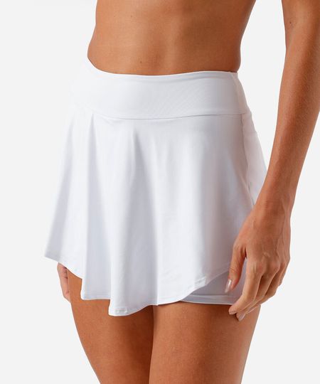Short saia feminina com pregas ace branco GG