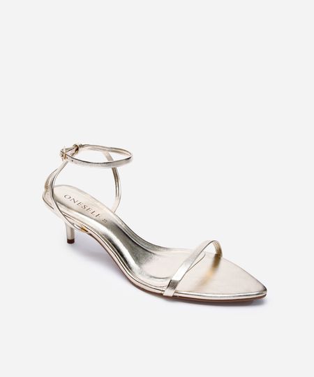 sandália feminina salto kitten heel oneself dourada 35