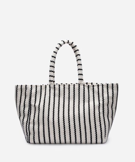 bolsa feminina tote listras off white UNICO