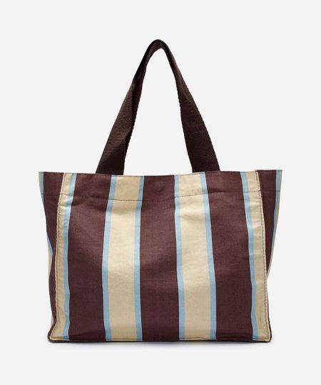 bolsa tote de lona estampada - marrom UNICO