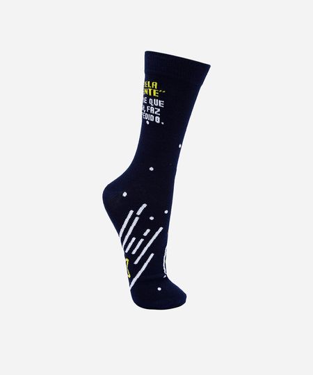 meia masculina cano longo meme estrela cadente azul 41-43