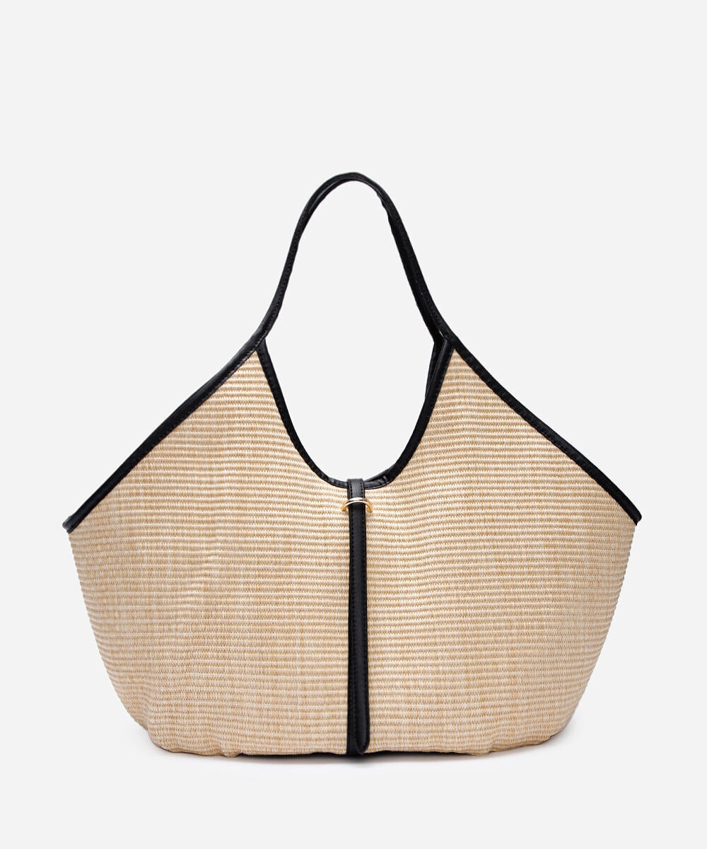 bolsa feminina maxi shopper de palha bege
