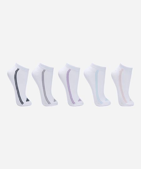 Kit de 5 meias femininas cano baixo colorido 34-39 Kit de 5 meias femininas cano baixo colorido 34-39