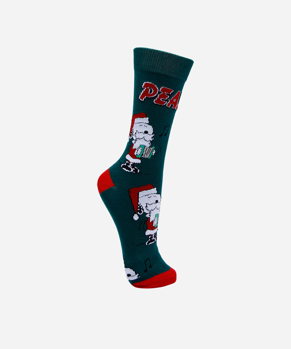 meia cano longo masculina snoopy natal verde