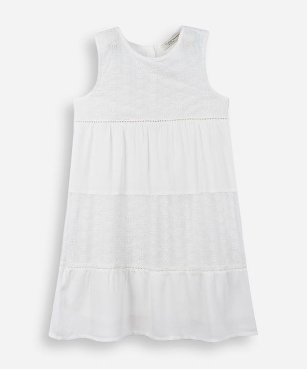 vestido midi infantil tule bordado off white 10