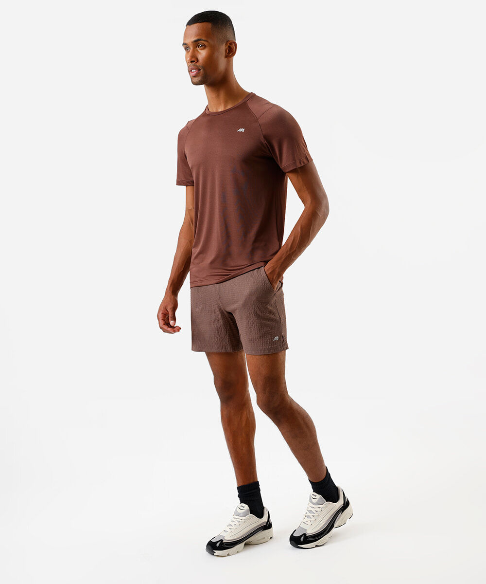 short masculino esportivo ace texturizado marrom
