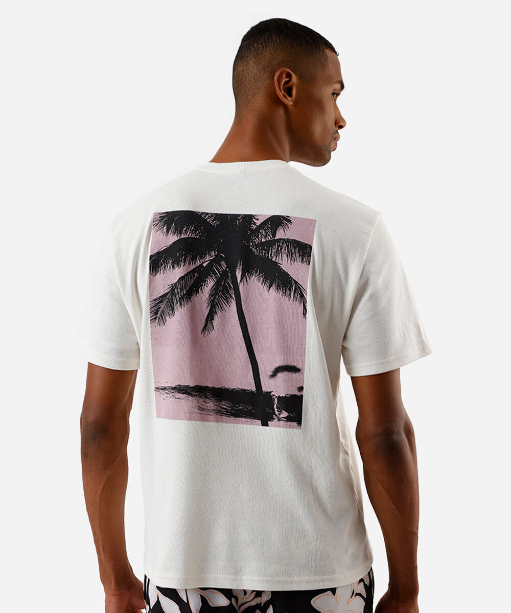 camiseta masculina de algodão photoprint off white