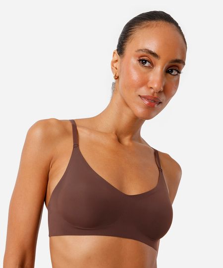 sutiã triângulo feminino com bojo removível marrom 44