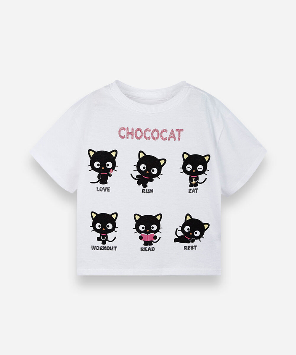 camiseta infantil nina chococat off white