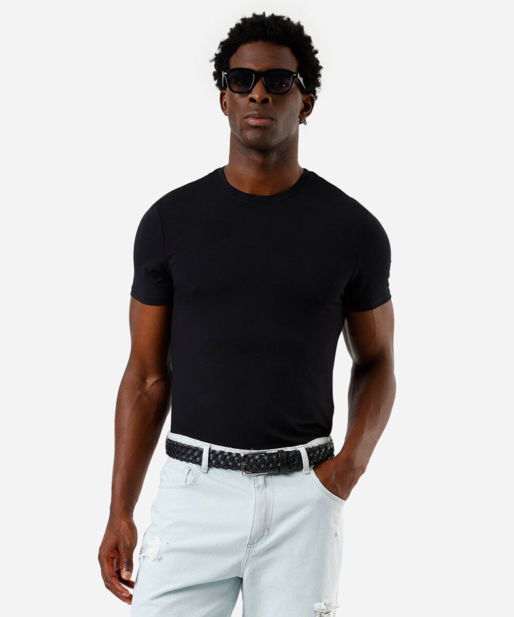 camiseta slim masculina airtech preta