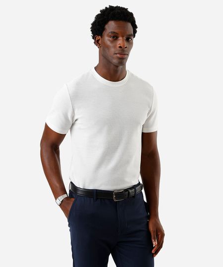 camiseta de algodão texturizada manga curta off white M
