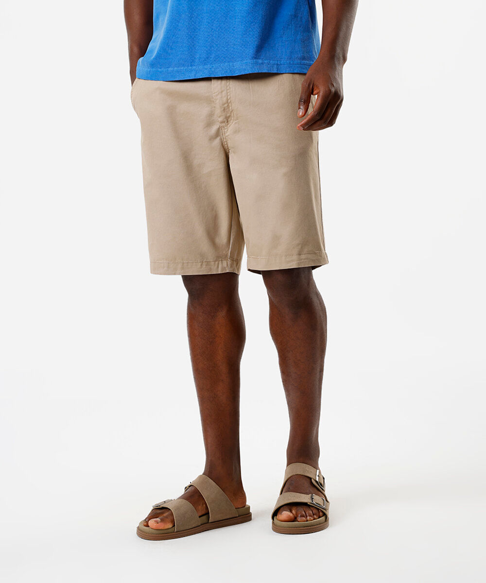 bermuda masculina reta chino bege