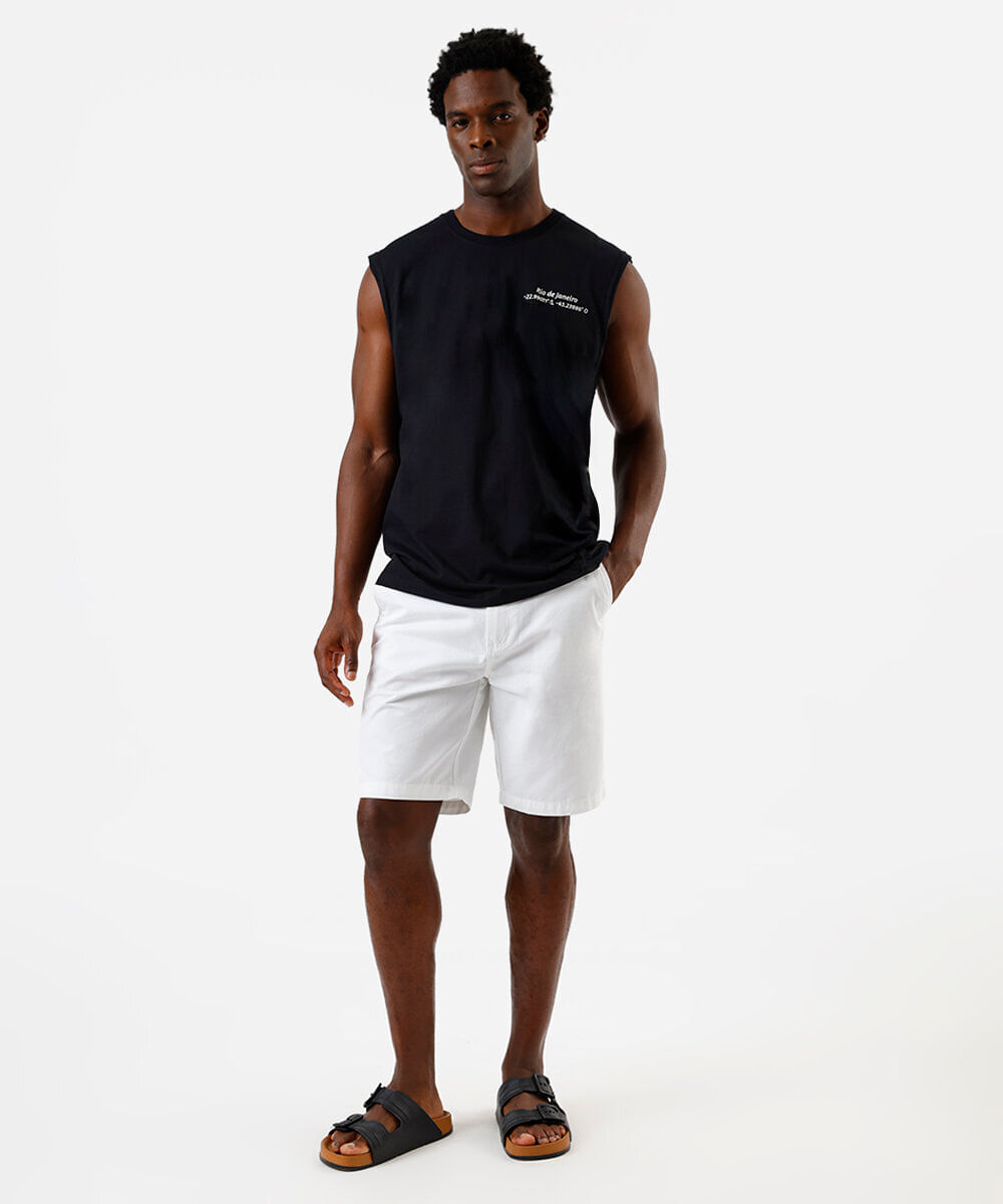 bermuda masculina reta chino branca