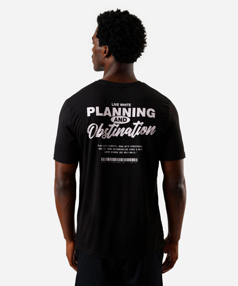 camiseta esportiva masculina estampada preta
