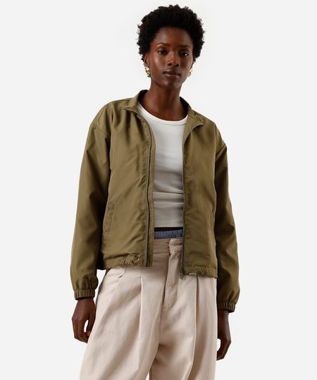 jaqueta corta vento feminina básica verde PP