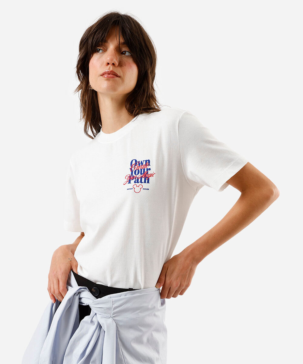 camiseta feminina mickey costas off white