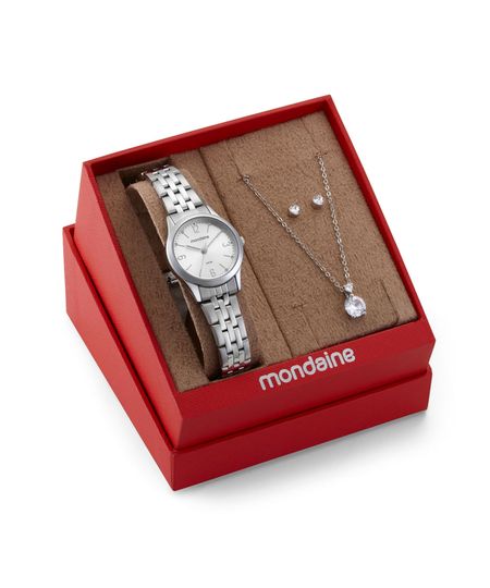 kit relógio feminino mondaine analógico 32720l0mkne2k1 prateado UNICO kit relógio feminino mondaine analógico 32720l0mkne2k1 prateado UNICO