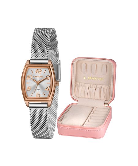 kit relógio feminino lince analógico lqth278l22 s2sx pj rosa UNICO