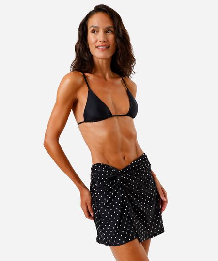 saia saída de praia feminina poá preta M saia saída de praia feminina poá preta M