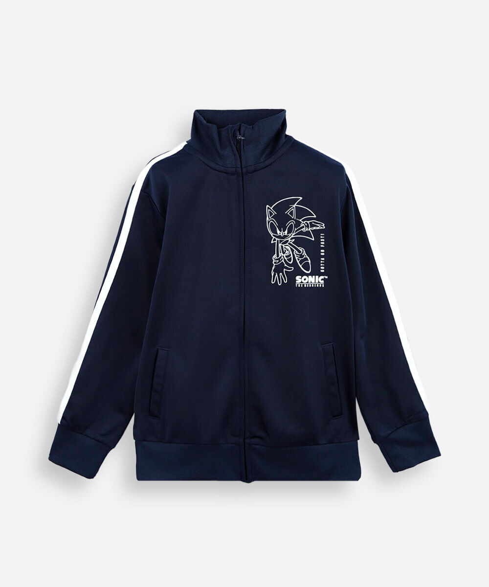 Vista 2 jaqueta infantil com listra sonic azul C&A Azul Escuro C&A Azul Escuro