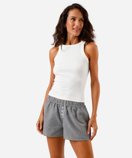 short de pijama boxer xadrez preto G