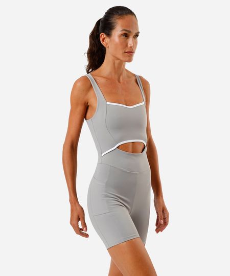 macaquinho feminino esportivo ace de poliamida com recorte cinza M