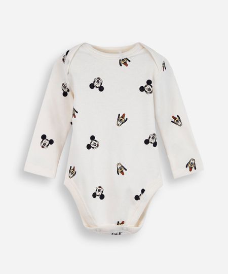 body infantil de algodão mickey bege 6-9 body infantil de algodão mickey bege 6-9