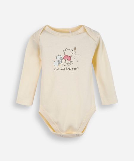 body infantil de algodão ursinho pooh amarelo 0-3 body infantil de algodão ursinho pooh amarelo 0-3