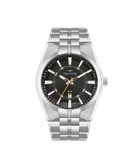 relógio masculino technos analógico calendário 2115txi 1p prateado UNICO