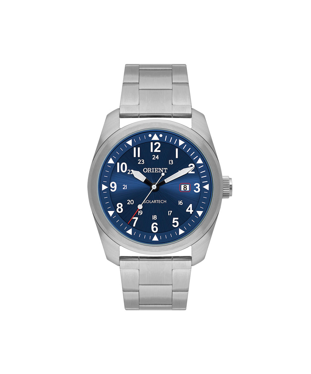 relógio masculino orient analógico calendário mbss1447 d2sx prateado