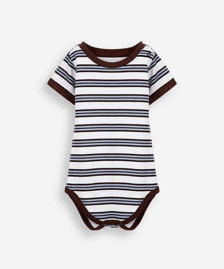 body infantil de algodão listrado colorido 6-9
