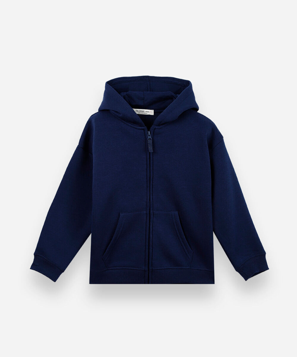 blusão de moletom infantil com capuz azul