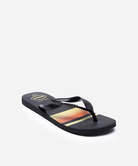 chinelo havaianas com listras preto 41-42