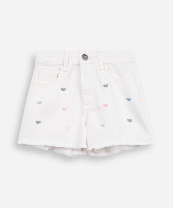 short mom infantil bordado de coração off white 4